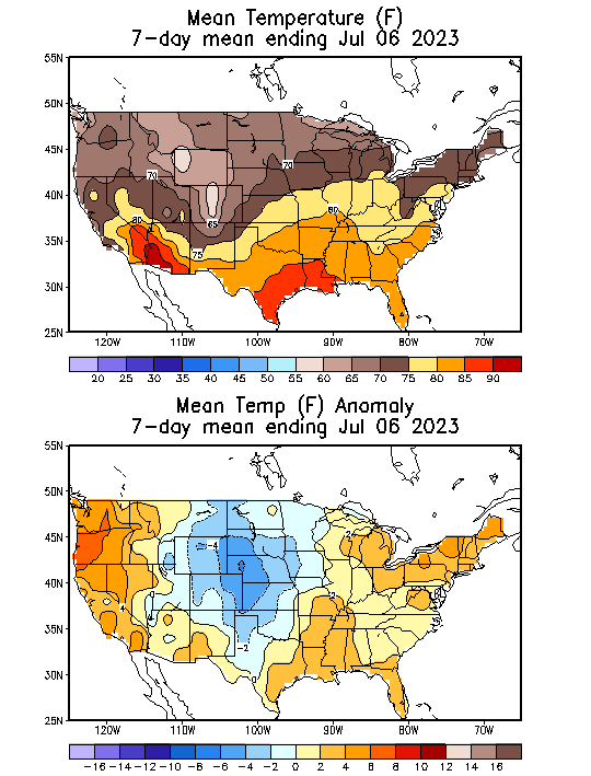 Mean Temperature (F) 7-Day Mean ending Jul 06, 2023