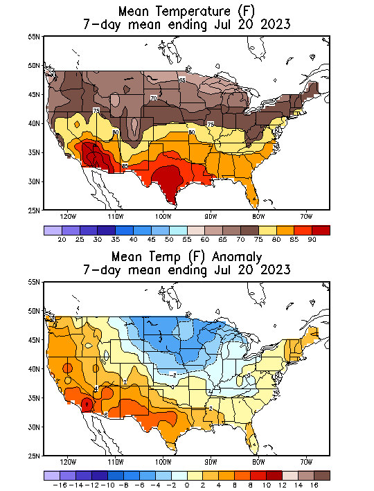 Mean Temperature (F) 7-Day Mean ending Jul 20, 2023