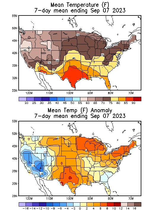 Mean Temperature (F) 7-Day Mean ending Sep 07, 2023