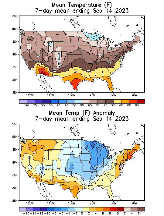 Mean Temperature (F) 7-Day Mean ending Sep 14, 2023