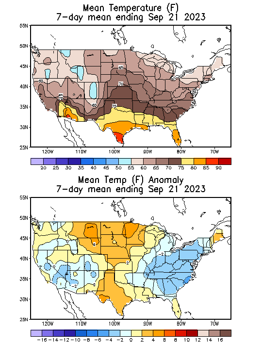 Mean Temperature (F) 7-Day Mean ending Sep 21, 2023