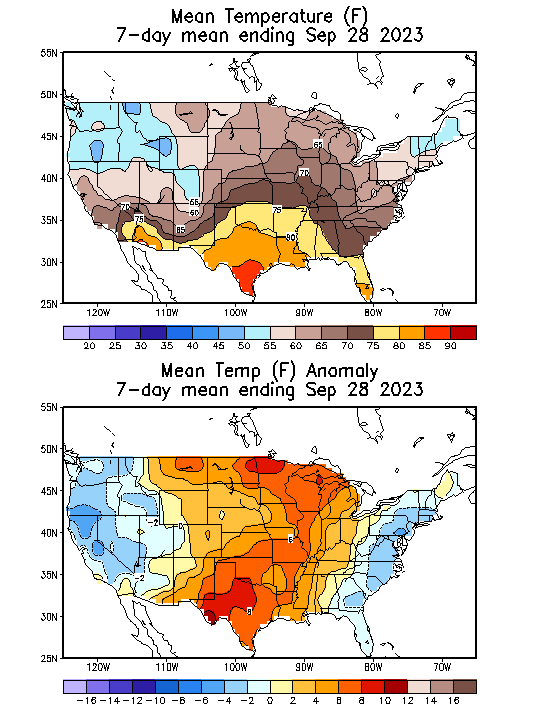 Mean Temperature (F) 7-Day Mean ending Sep 28, 2023