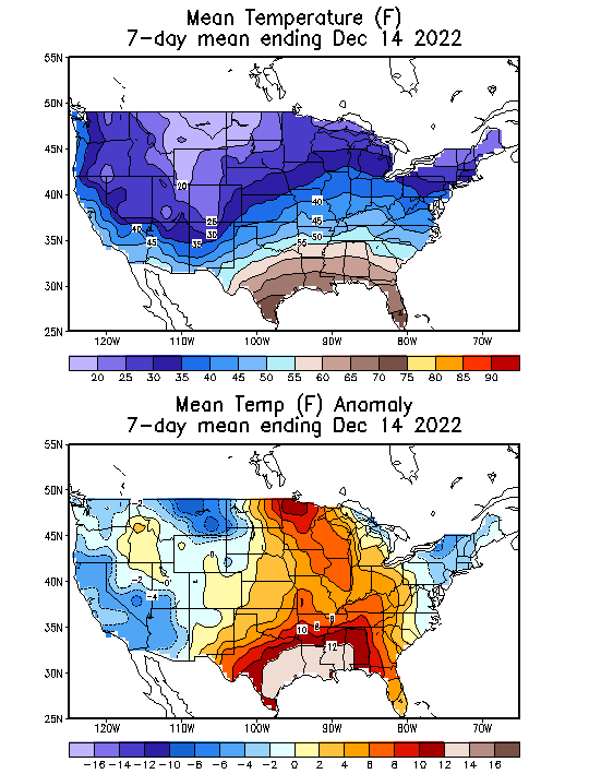 Mean Temperature (F) 7-Day Mean ending Dec 14, 2023