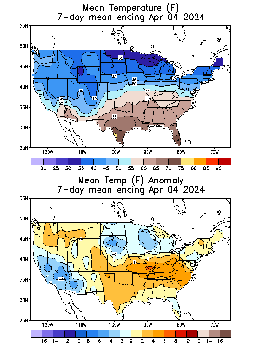 Mean Temperature (F) 7-Day Mean ending Apr 04, 2024