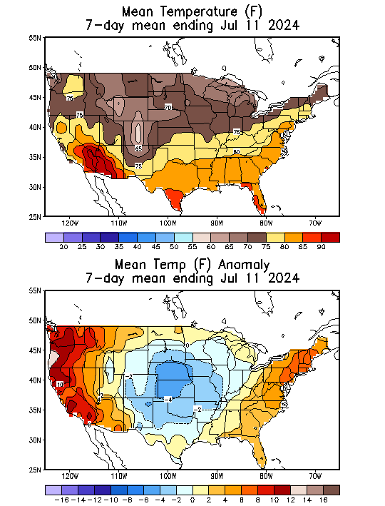 Mean Temperature (F) 7-Day Mean ending Jul 11, 2024