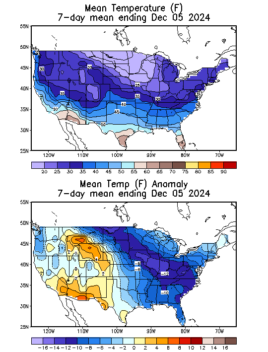 Mean Temperature (F) 7-Day Mean ending Dec 05, 2024