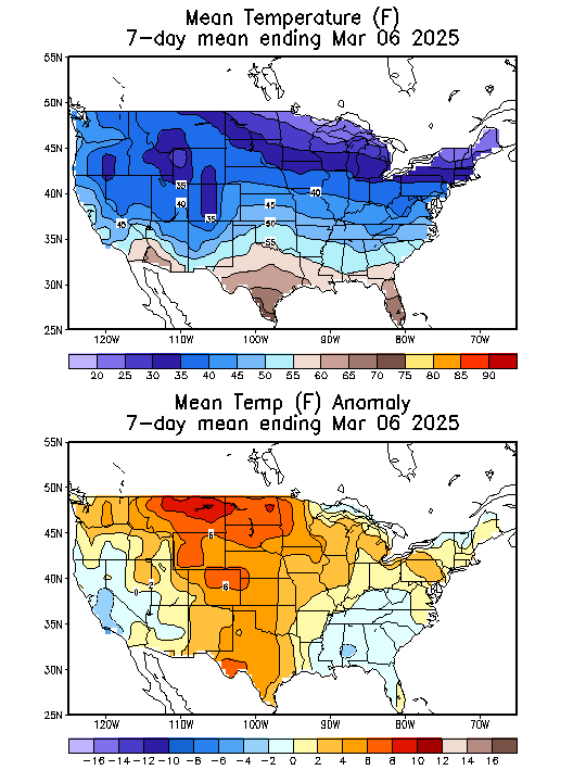 Mean Temperature (F) 7-Day Mean ending Mar 06, 2025