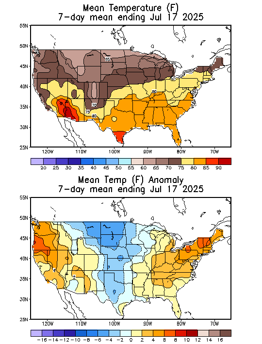Mean Temperature (F) 7-Day Mean ending Jul 17, 2025