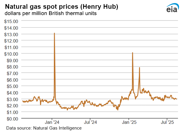 Natural gas spot prices