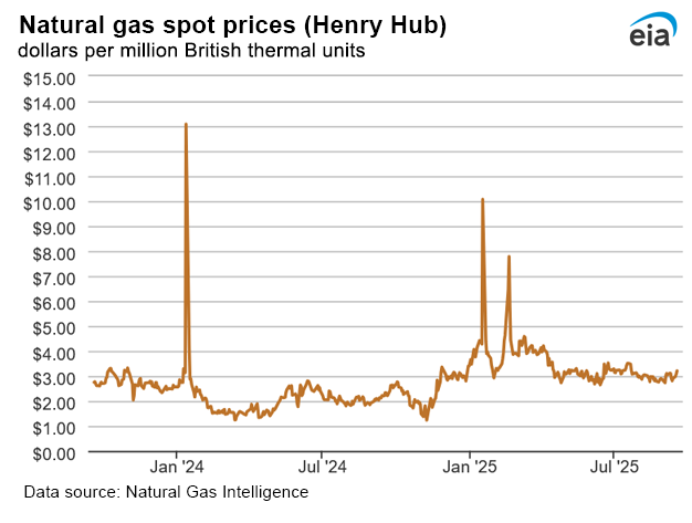 Natural gas spot prices