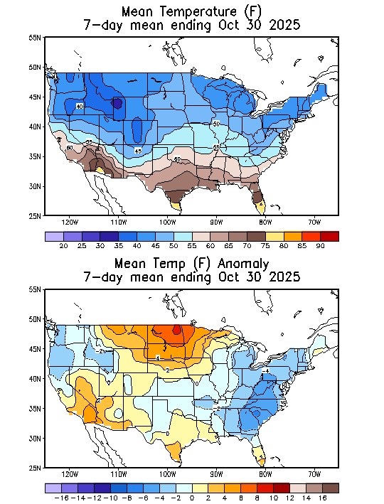 Mean Temperature (F) 7-Day Mean ending 