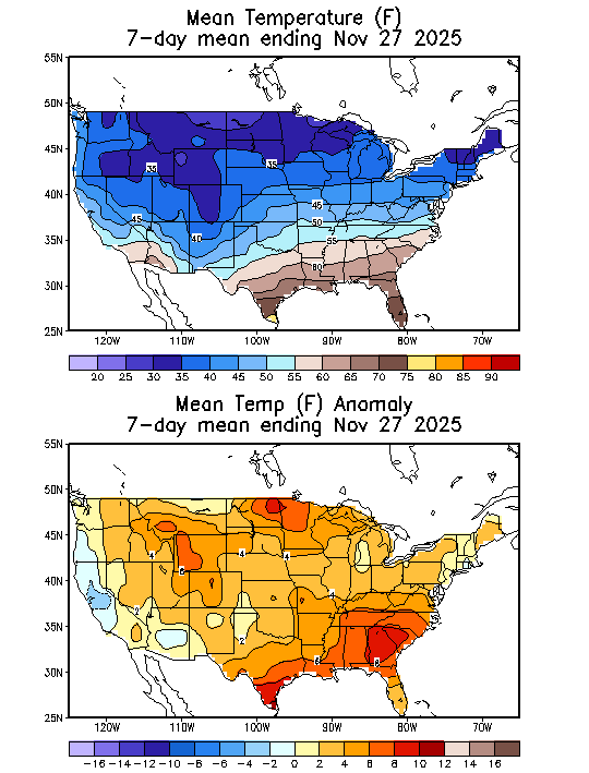 Mean Temperature (F) 7-Day Mean ending