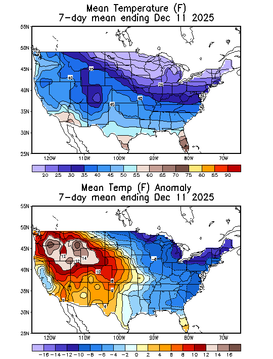 Mean Temperature (F) 7-Day Mean ending 