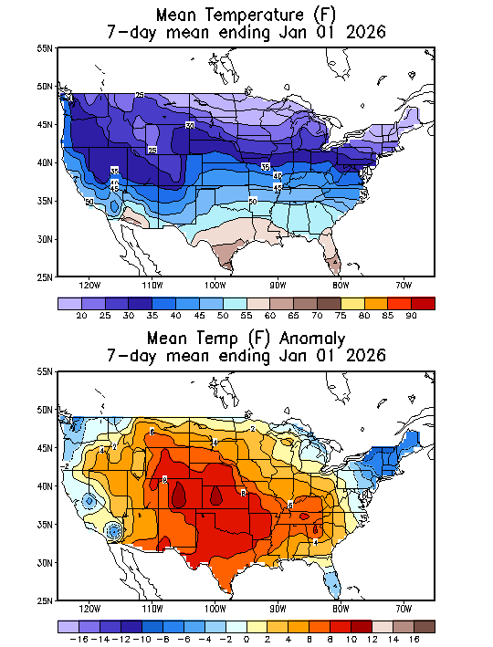 Mean Temperature (F) 7-Day Mean ending 