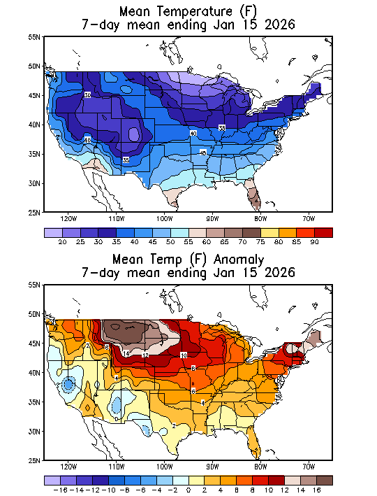 Mean Temperature (F) 7-Day Mean ending 