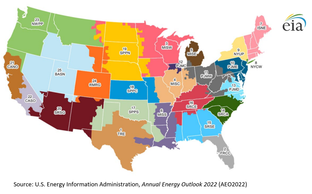 Map of Electricity Market Module Supply Regions