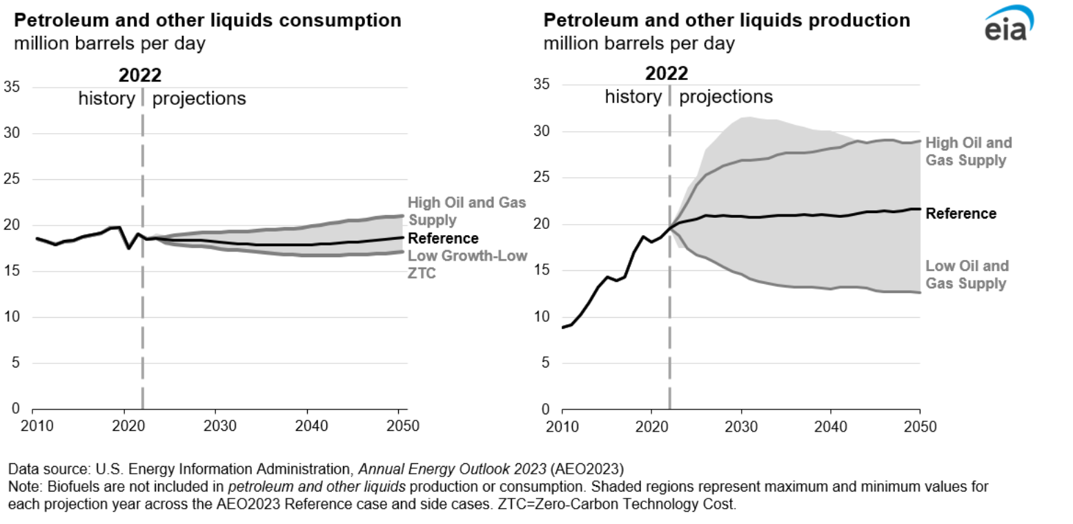 Figure 12. Petroleum and other liquids consumption; Petroleum and other liquids production