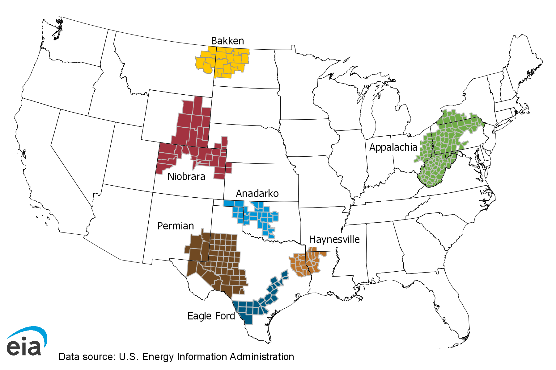 key tight oil and shale gas regions
