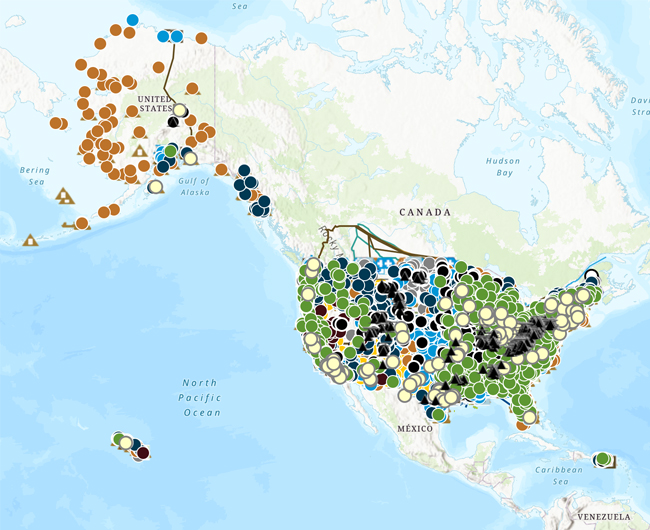 map showing total U.S. energy infrastructure