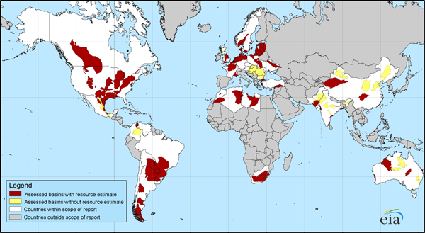 map of world shale gas resources, as described in the article text