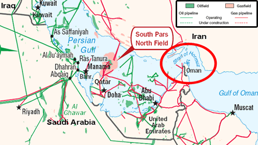map of Selected Oil and Gas Pipeline Infrastructure in the Middle East, as described in the article text