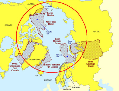 map of Resource basins in the Arctic Circle region, as described in the article text