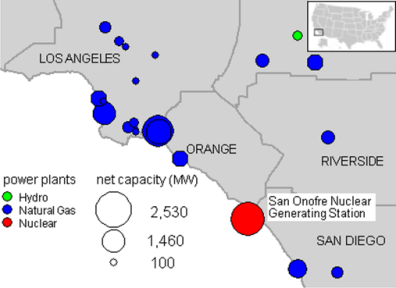 Map of power plants in Southern California, as explained in article text