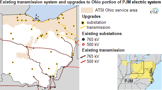 Map existing transmission and upgrades in Ohio portion of PJM, as explained in the article text