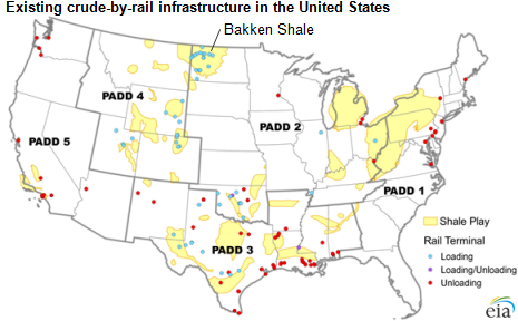 Map of rail terminals, as explained in the article text