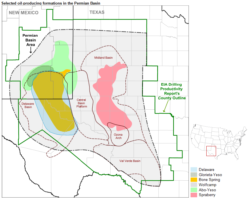 Six formations are responsible for surge in Permian Basin crude oil  production - Today in Energy - U.S. Energy Information Administration (EIA)