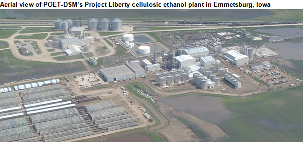 image of aerial view of POET-DSM's Project Liberty cellulosic ethanol plant in Emmetsburg, Iowa, as explained in the article text