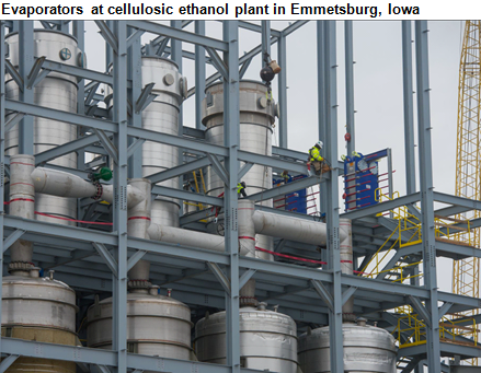 image of evaporators at cellulosic ethanol plant in Emmetsburg, Iowa, as explained in the article text