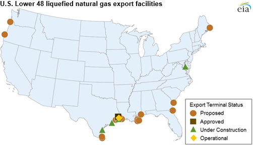 map of LNG export facilities, as explained in the article text