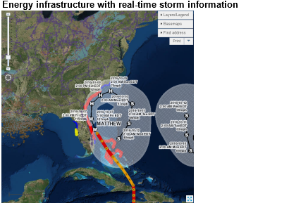 map of energy infrastructure with real-time storm information, as explained in the article text