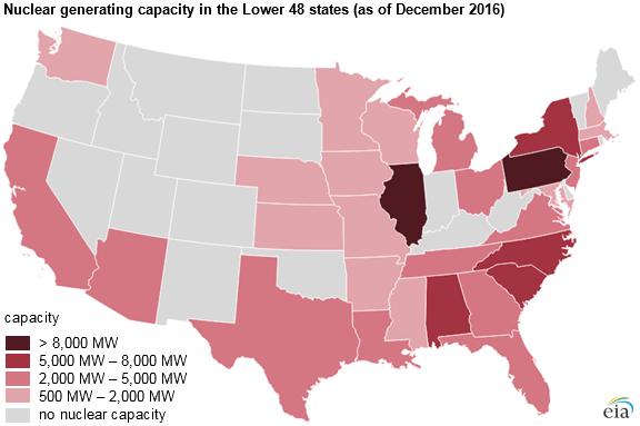 map of nuclear generating capacity, as described in the article text