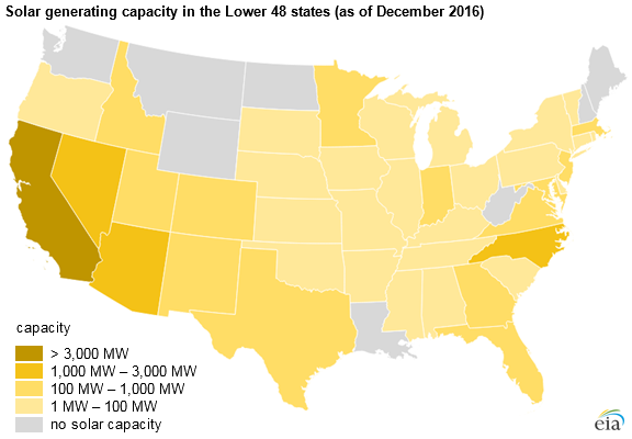 map of solar generating capacity , as described in the article text