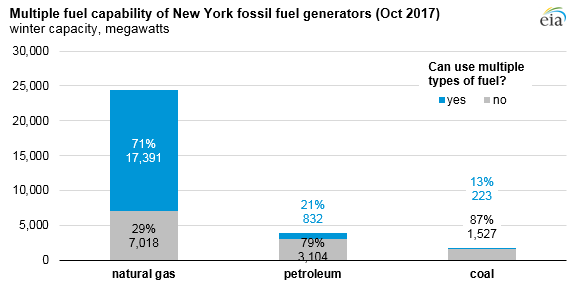 graph of multiple fuel capability of New York fossil fuel generators, as explained in the article text