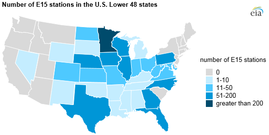 number of e15 stations in the U.S. Lower 48 states