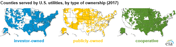 counties served by U.S. utilities