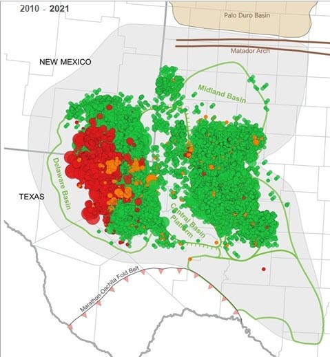 Permian Basin production 2010&2021